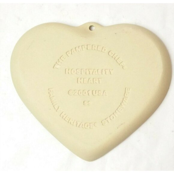 Pampered Chef Hospitality Heart Cookie Mold 5"x6" Stoneware Vintage 2001 Retired - Picture 2 of 6